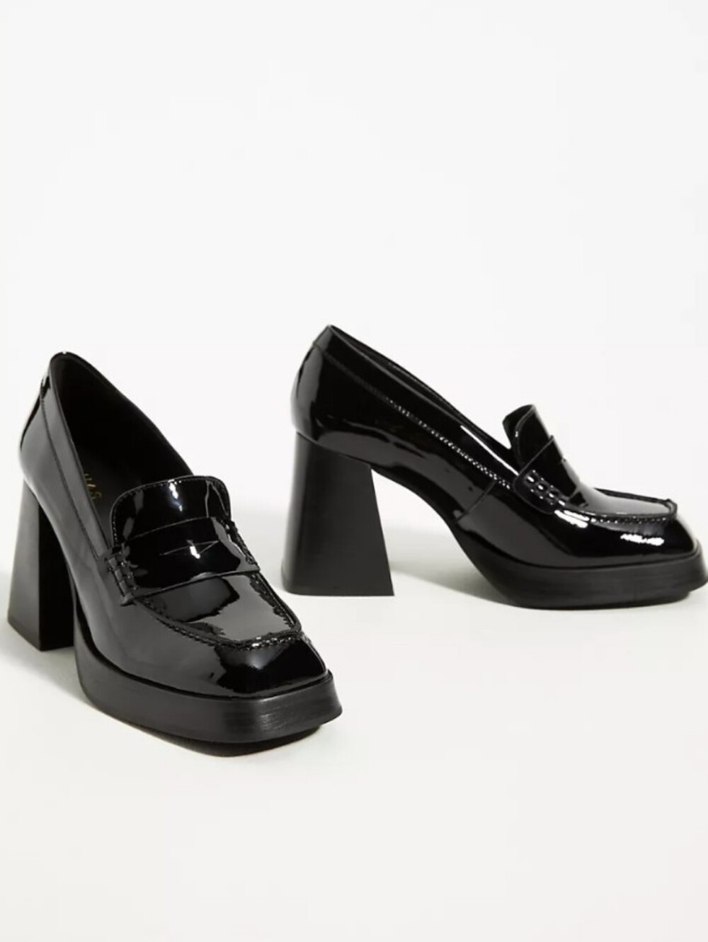 Alohas Take Off Heels Patent Leather Loafer Block Heel 35